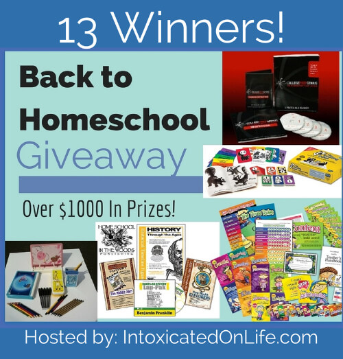 Enter to be one of 13 winners in our AMAZING Back to Homeschool Giveaway! @ IntoxicatedOnLife.com #Homeschool #GIveaway