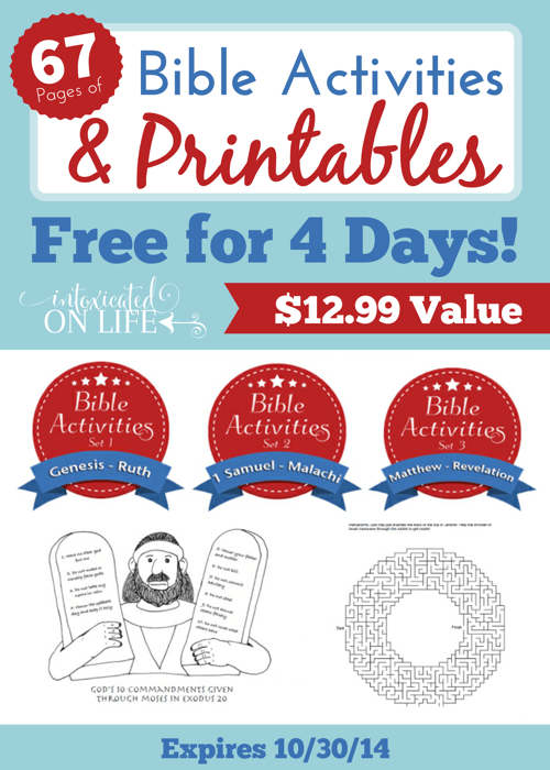 Grab 67 pages of Bible Activities and Printables FREE for 4 Days Only! @ IntoxicatedOnLife.com