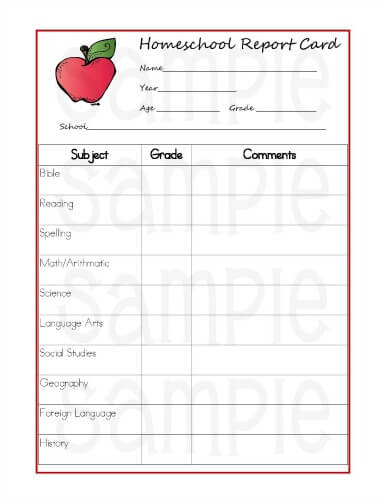 Printable Homeschool Report Card Template Free Printable Templates