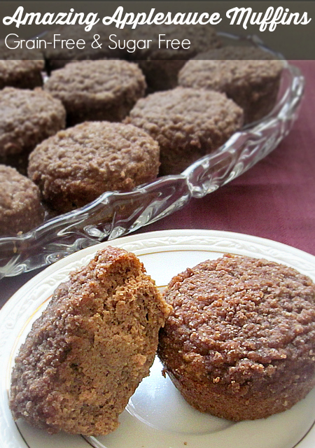 Make these AMAZING Applesauce Muffins. They're grain-free and sugar-free, but bursting with flavor! IntoxicatedOnLife.com #Applesauce #Muffins #GlutenFree