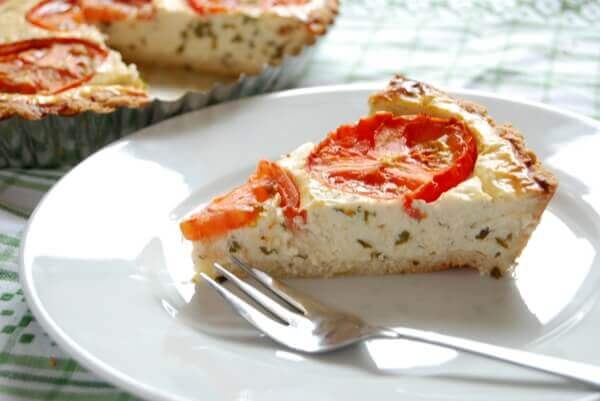 Tomato Basil Cheese Pie with Parmesan Rosemary Crust (gluten-free) 