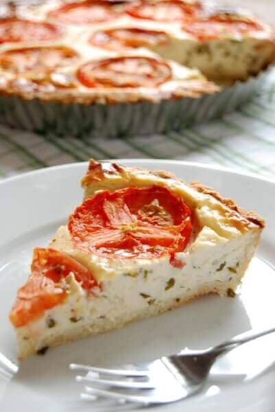 Tomato Basil Cheese Pie with Parmesan Rosemary Crust (gluten-free) 