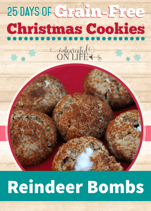 Your kids will LOVE these healthy, grain-free cookies - reindeer bombs filled with homemade marshmallows! 