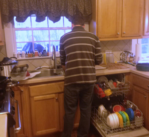 My amazing husband on dishes duty!