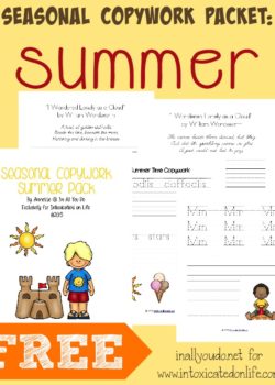 Summer is fast approaching. Let your kids have fun learning with this FREE Summer Copywork Pack. {37 pages} :: www.intoxicatedonlife.com