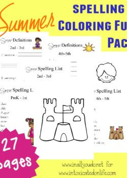 Don't let those summer months slip by with no learning. Try these fun Summer Spelling & Coloring printables for some fun learning this summer! {27 pages} :: www.intoxicatedonlife.com