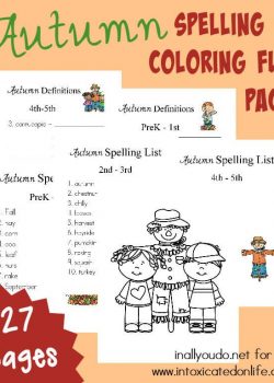 Make spelling FUN with this Autumn Spelling & Coloring Activity Pack! 27 Pages of FREE Printables for PreK-5th grade! :: www.intoxicatedonlife.com