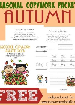 Autumn is just around the corner, but that doesn't mean learning has to slow down. Grab this FREE Autumn Copywork Printable Pack (PreK-5th) perfect for the Fall season! :: www.intoxicatedonlife.com