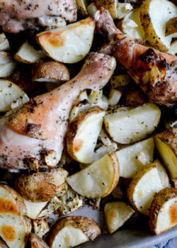 The perfect pair of sweet and savory, this Roasted Chicken with Potatoes and Fennel is an easy, healthy one-pan meal.