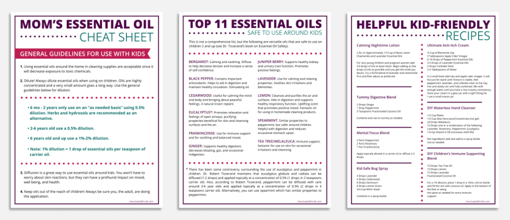 Mom's Essential Oil Cheat Sheet Pages