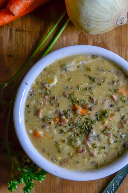 Cheesy Bacon Lentil Stew