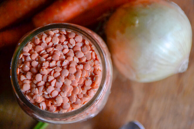 Cheesy Bacon Lentil Stew 