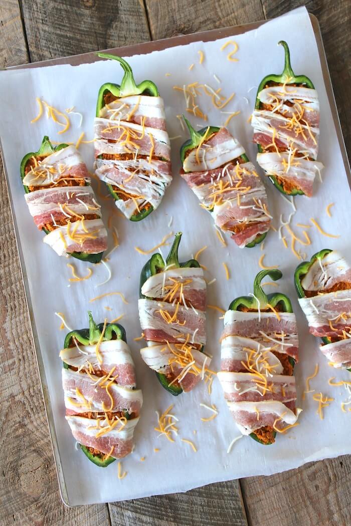 Bacon Wrapped Stuffed Poblanos (low-carb)